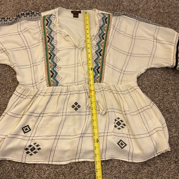Vineet Bahl Anthropologie Embroidered Aztec Blouse Boho Top Sz L READ - Picture 8 of 12